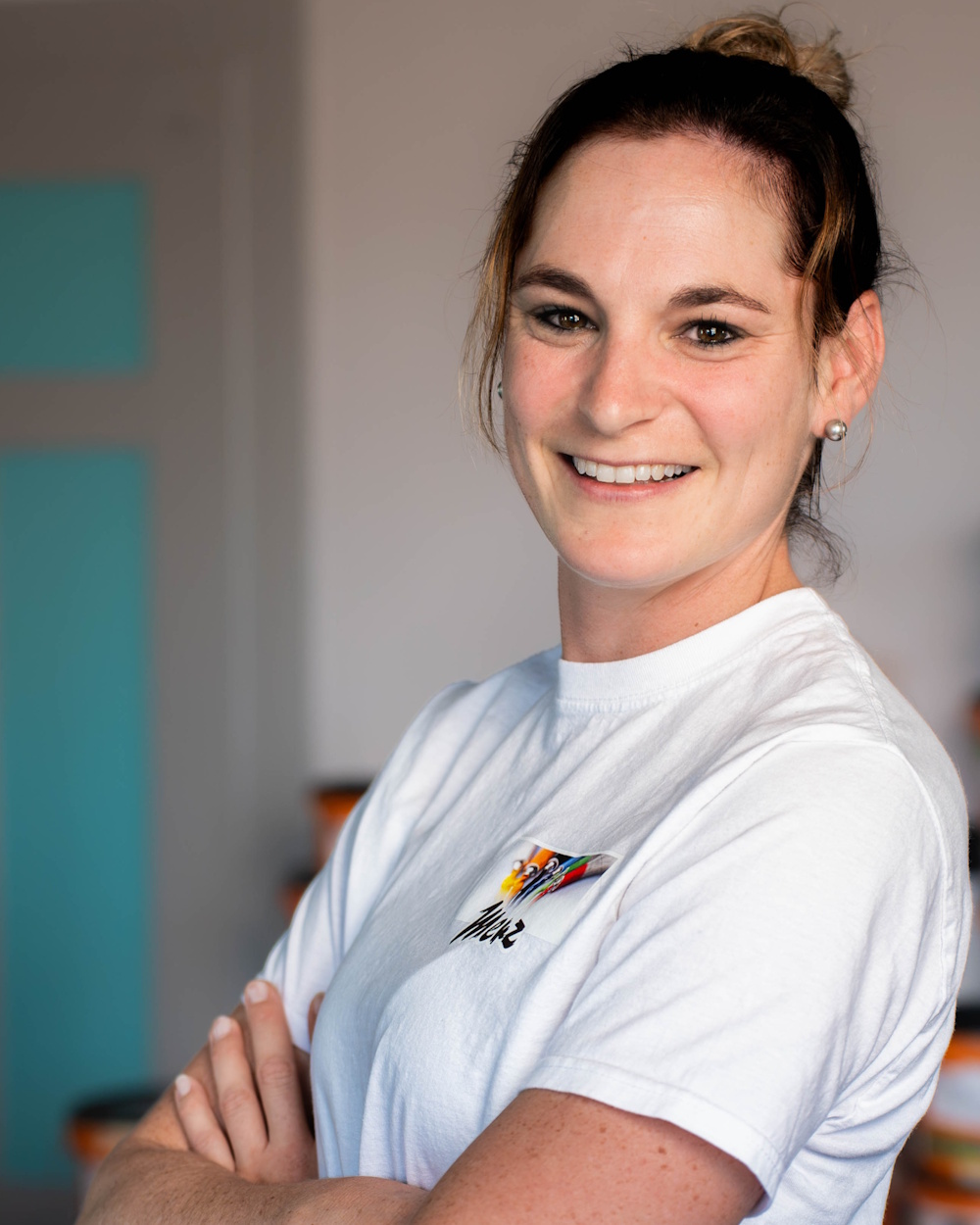 Angela Heimann, Geschäftsführerin vom Malergeschäft Merz, Seon, Seetal im Kanton Aargau (Region Lenzburg)